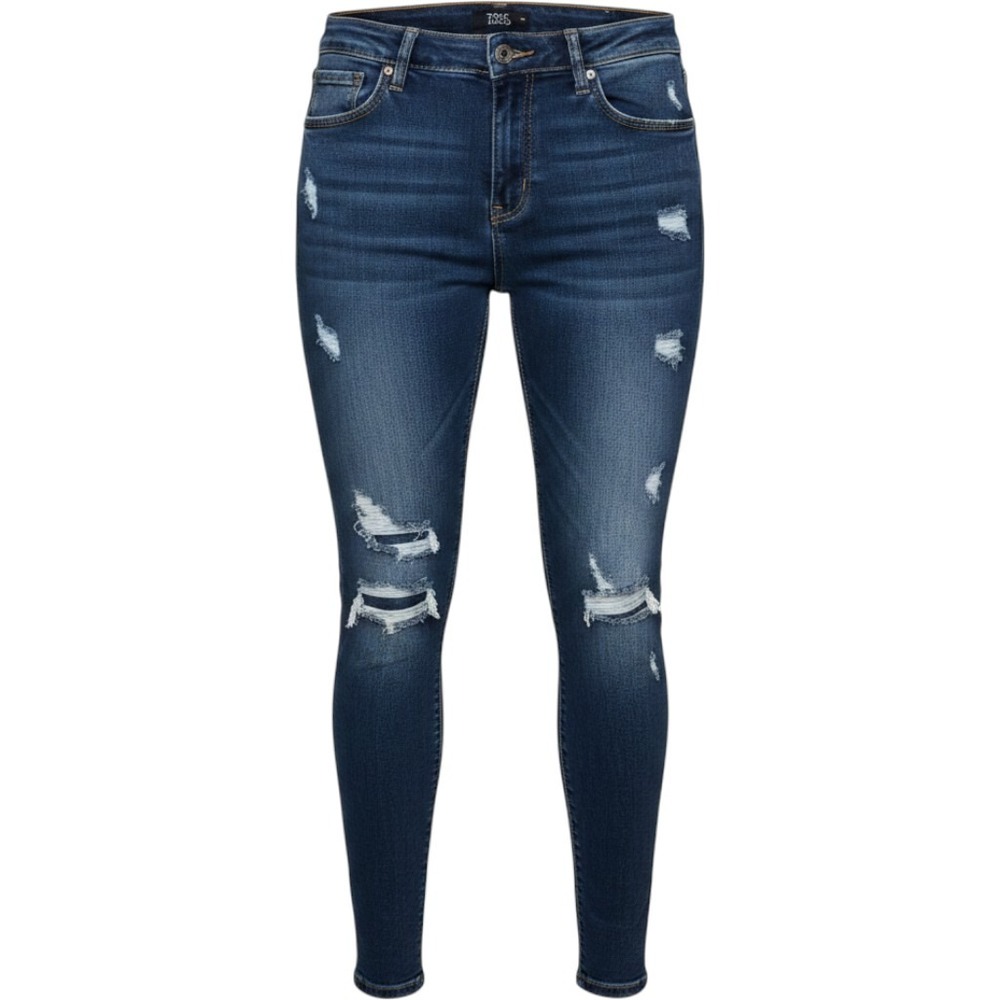 True Indigo Mens Distressed Skinny Jeans Dark Wash Ripped Denim 32x30